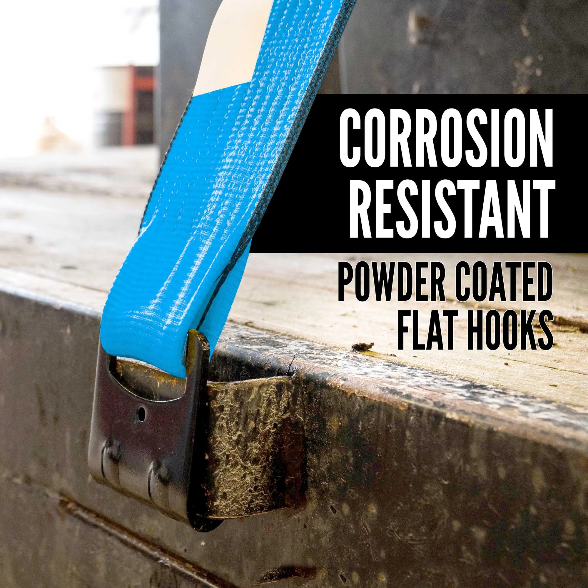 4" x 30' Winch Straps with Flat Hook - Box of 10 | Blue