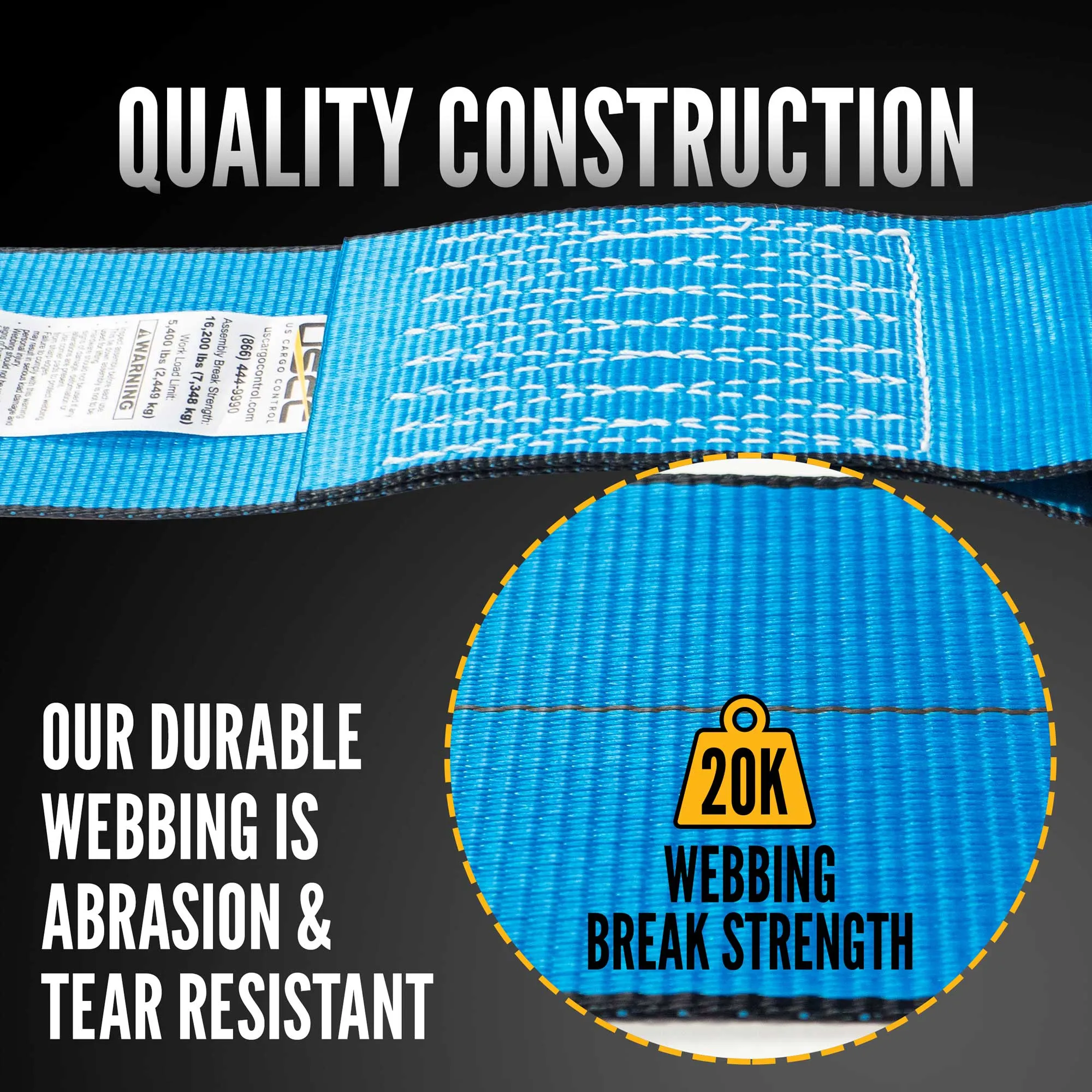4" x 30' Winch Straps with Flat Hook - Box of 10 | Blue