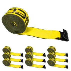 4" x 30' Winch Straps with Flat Hook - Box of 10 | Yellow