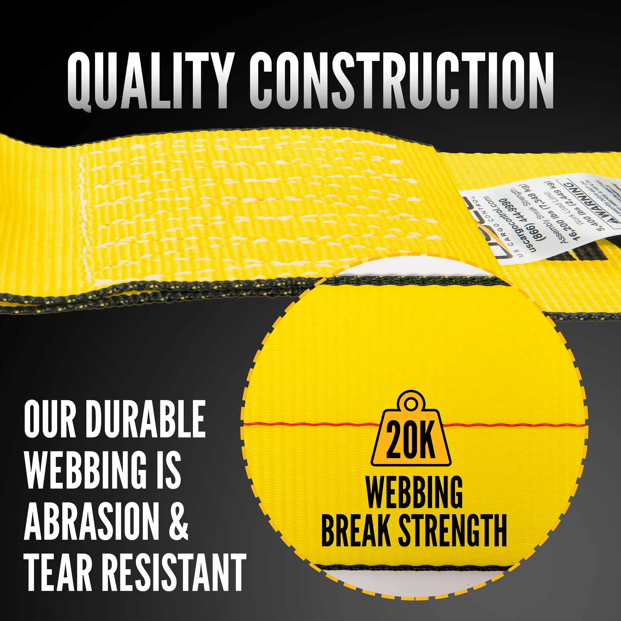 4" x 30' Winch Straps with Flat Hook - Box of 10 | Yellow
