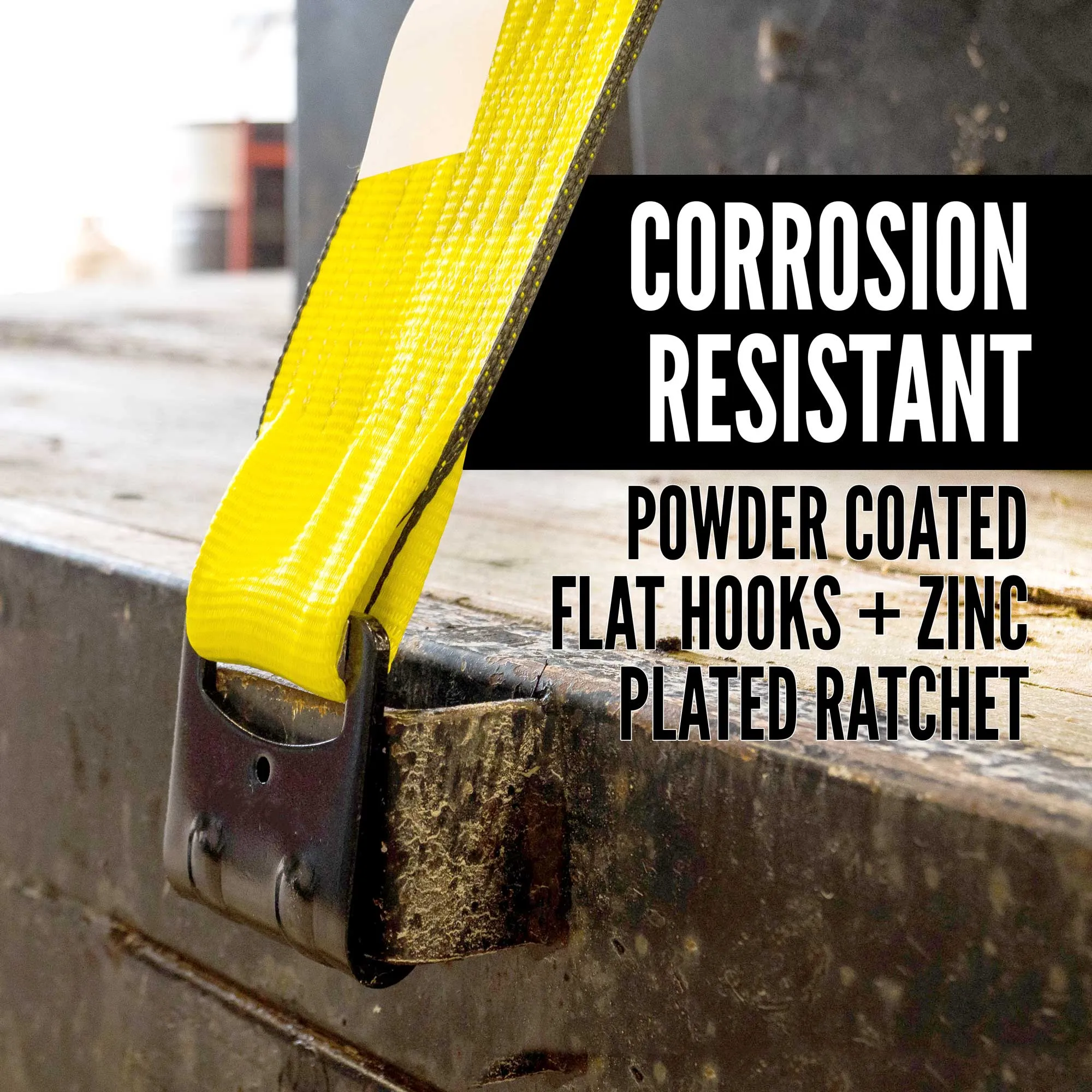 4" x 30' Winch Straps with Flat Hook - Box of 10 | Yellow
