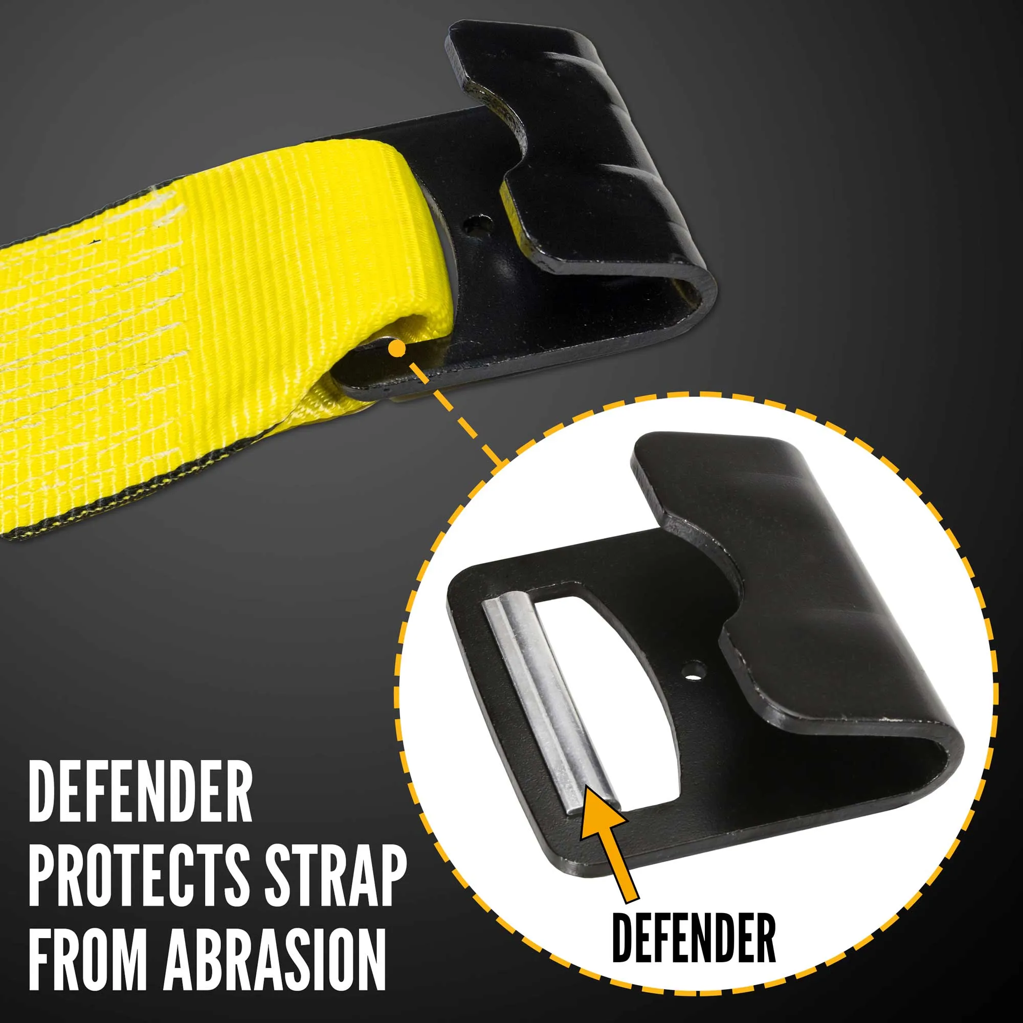 4" x 30' Winch Straps with Flat Hook - Box of 10 | Yellow