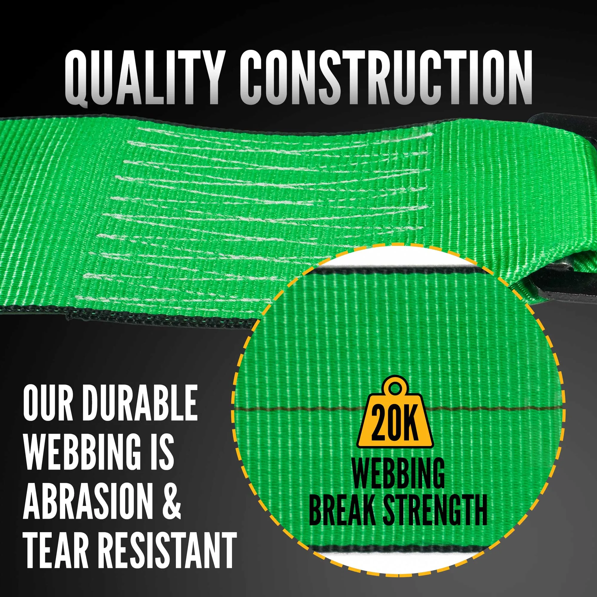 4" x 40' Winch Strap with Flat Hook | Green
