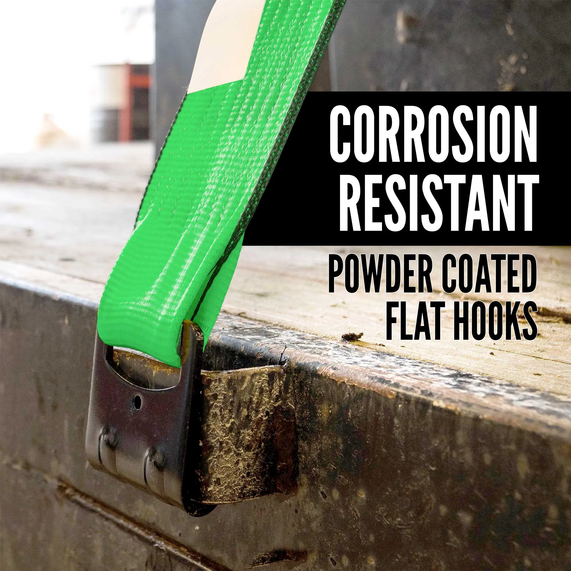 4" x 40' Winch Strap with Flat Hook | Green