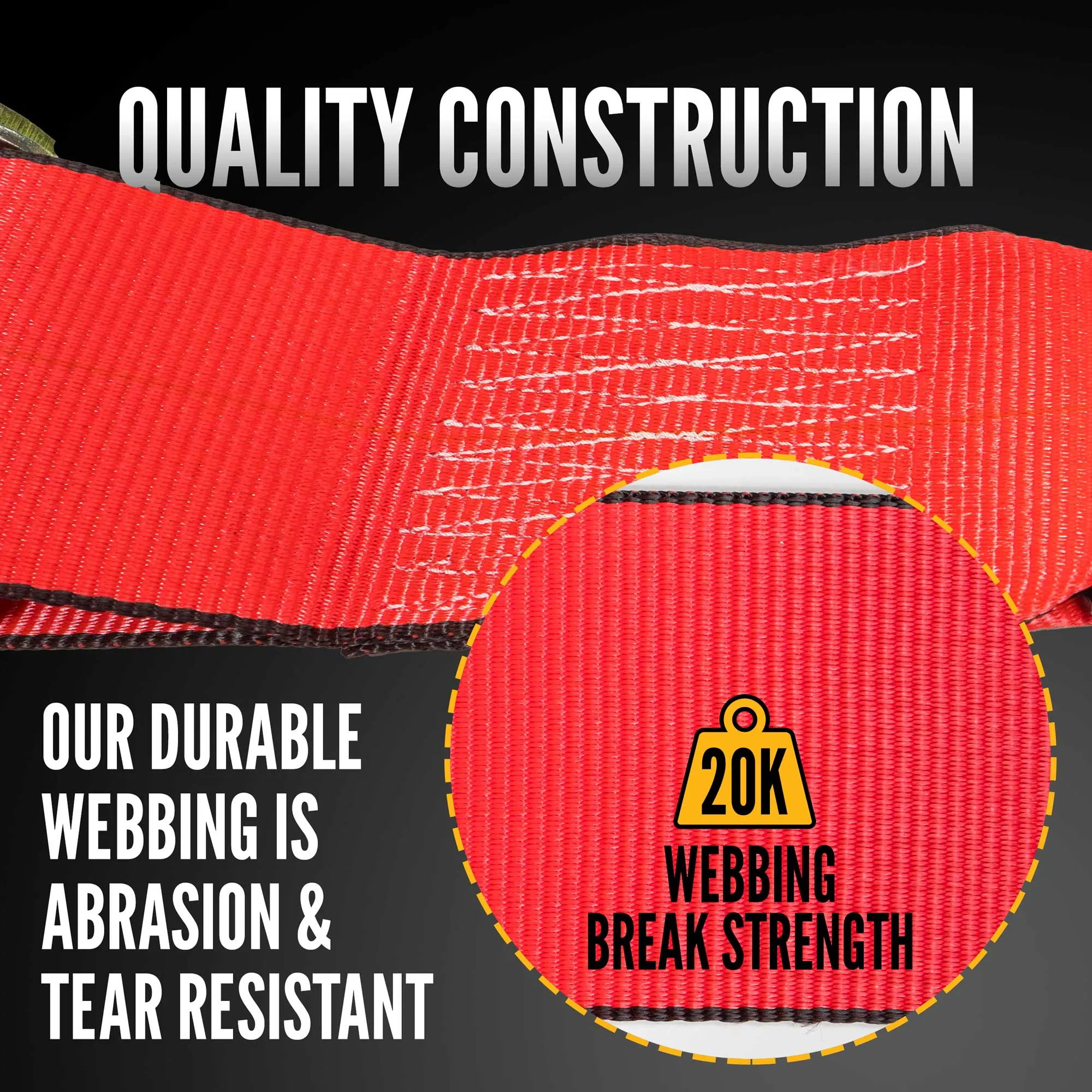 4" x 50' Winch Strap with Flat Hook | Red