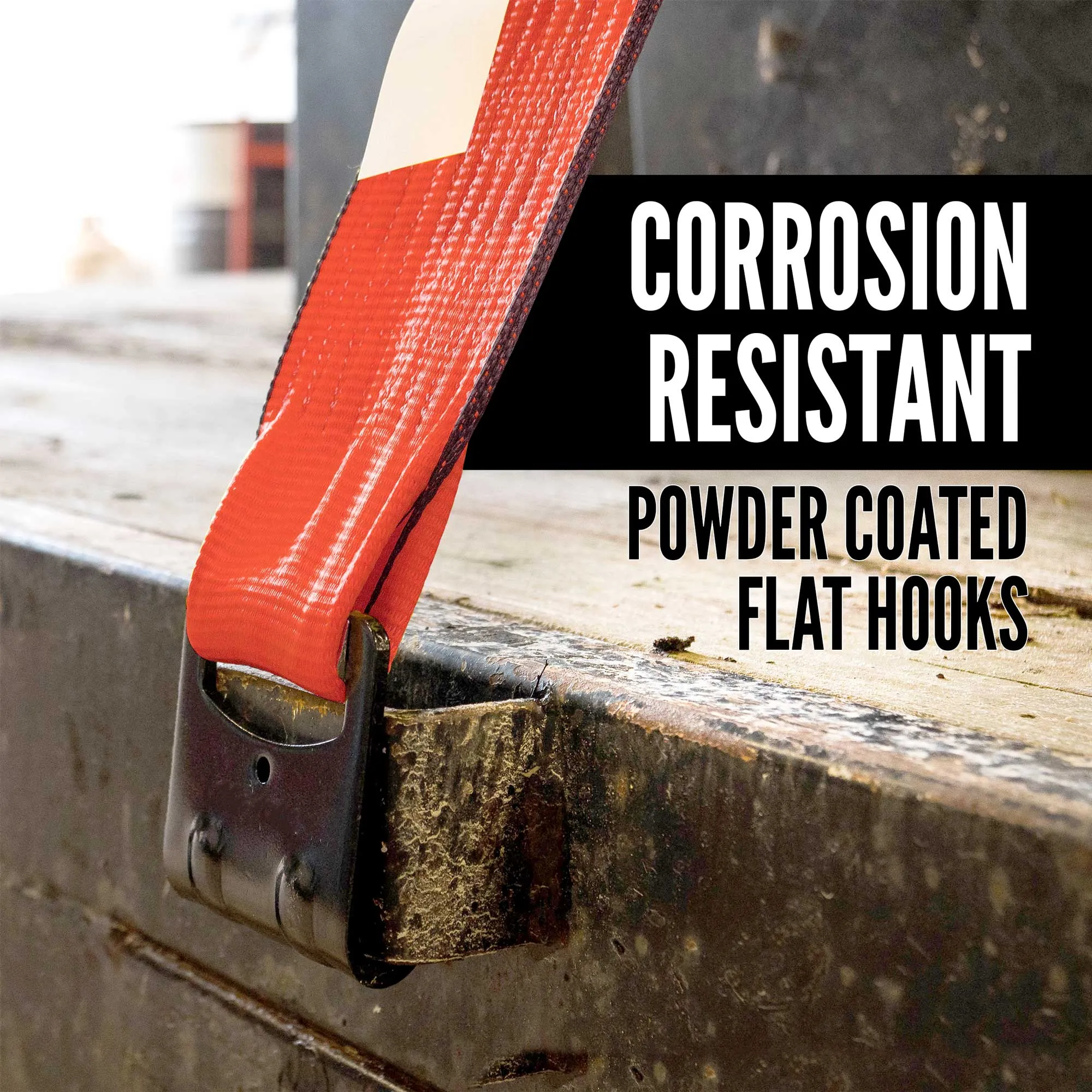 4" x 50' Winch Strap with Flat Hook | Red