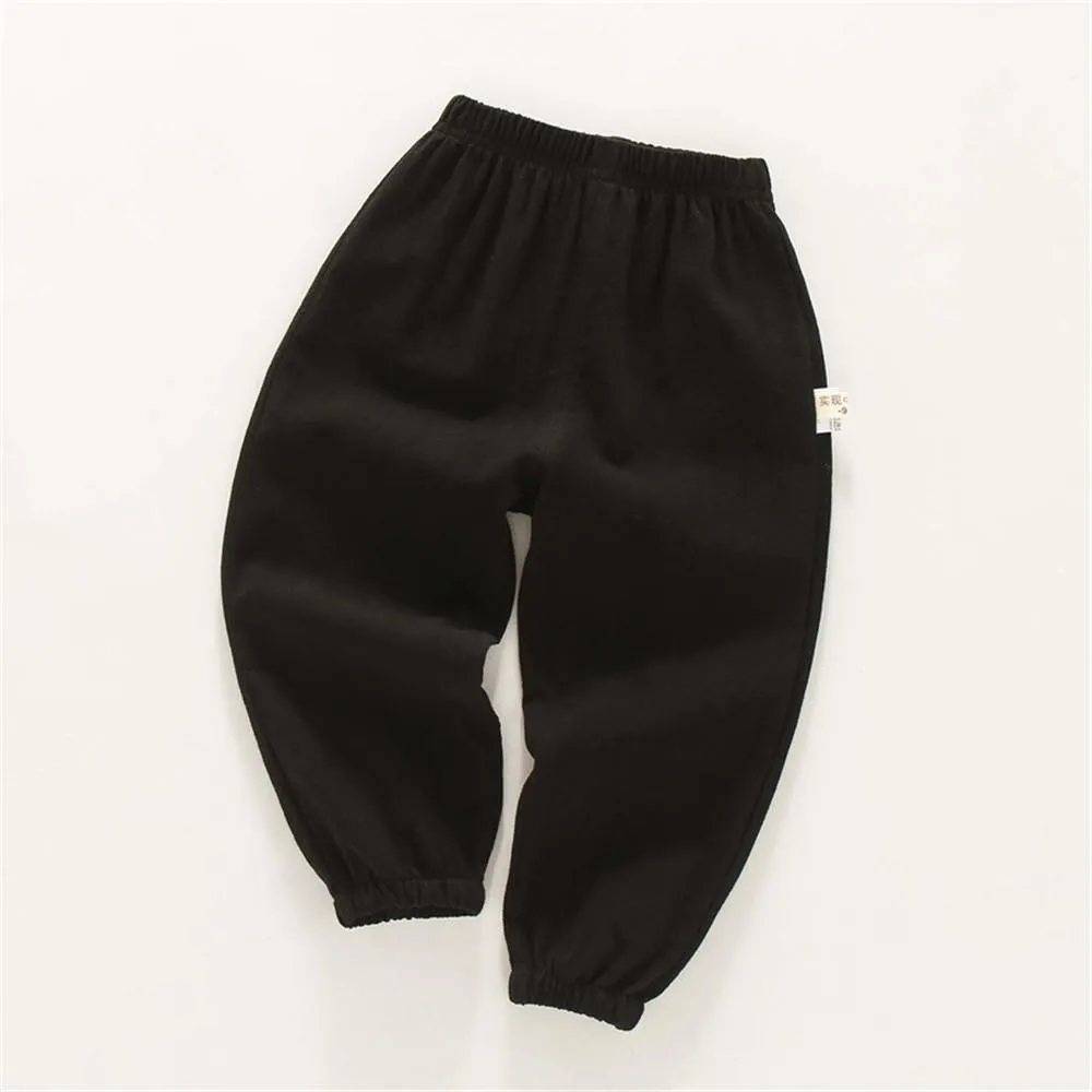 Boys Solid Casual Elastic Waist Pants