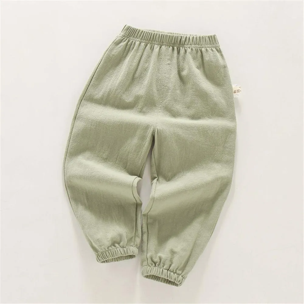 Boys Solid Casual Elastic Waist Pants
