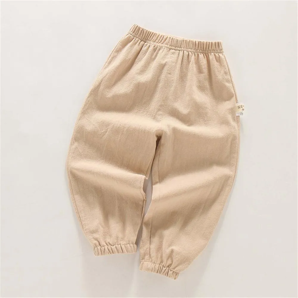 Boys Solid Casual Elastic Waist Pants