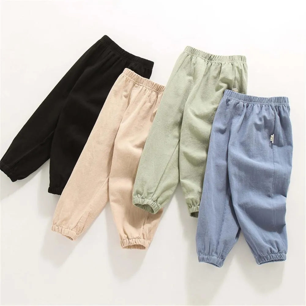 Boys Solid Casual Elastic Waist Pants