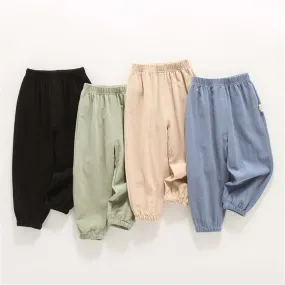 Boys Solid Casual Elastic Waist Pants
