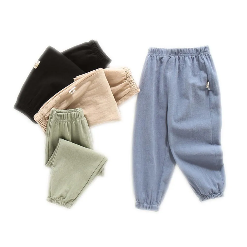 Boys Solid Casual Elastic Waist Pants