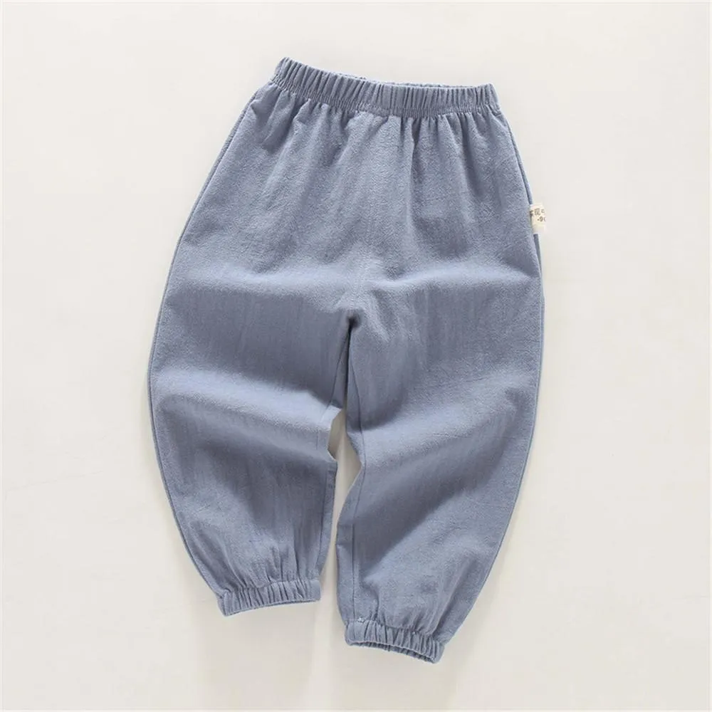 Boys Solid Casual Elastic Waist Pants