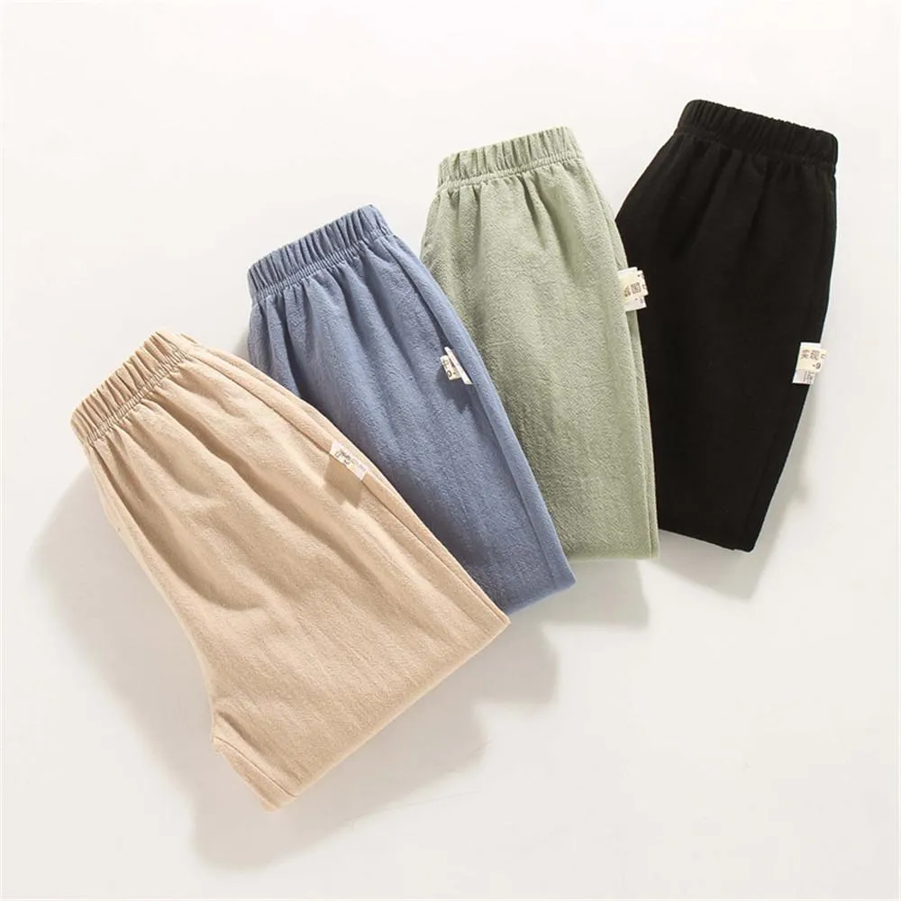 Boys Solid Casual Elastic Waist Pants