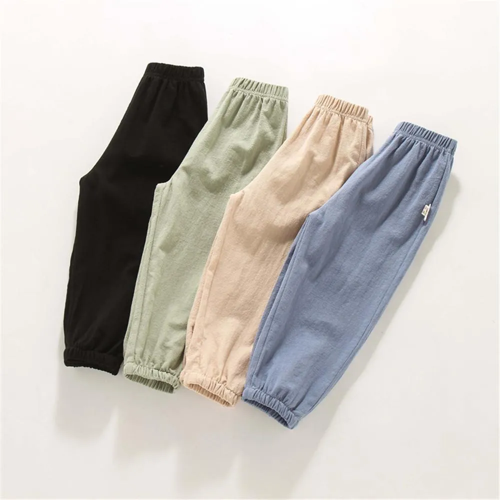 Boys Solid Casual Elastic Waist Pants