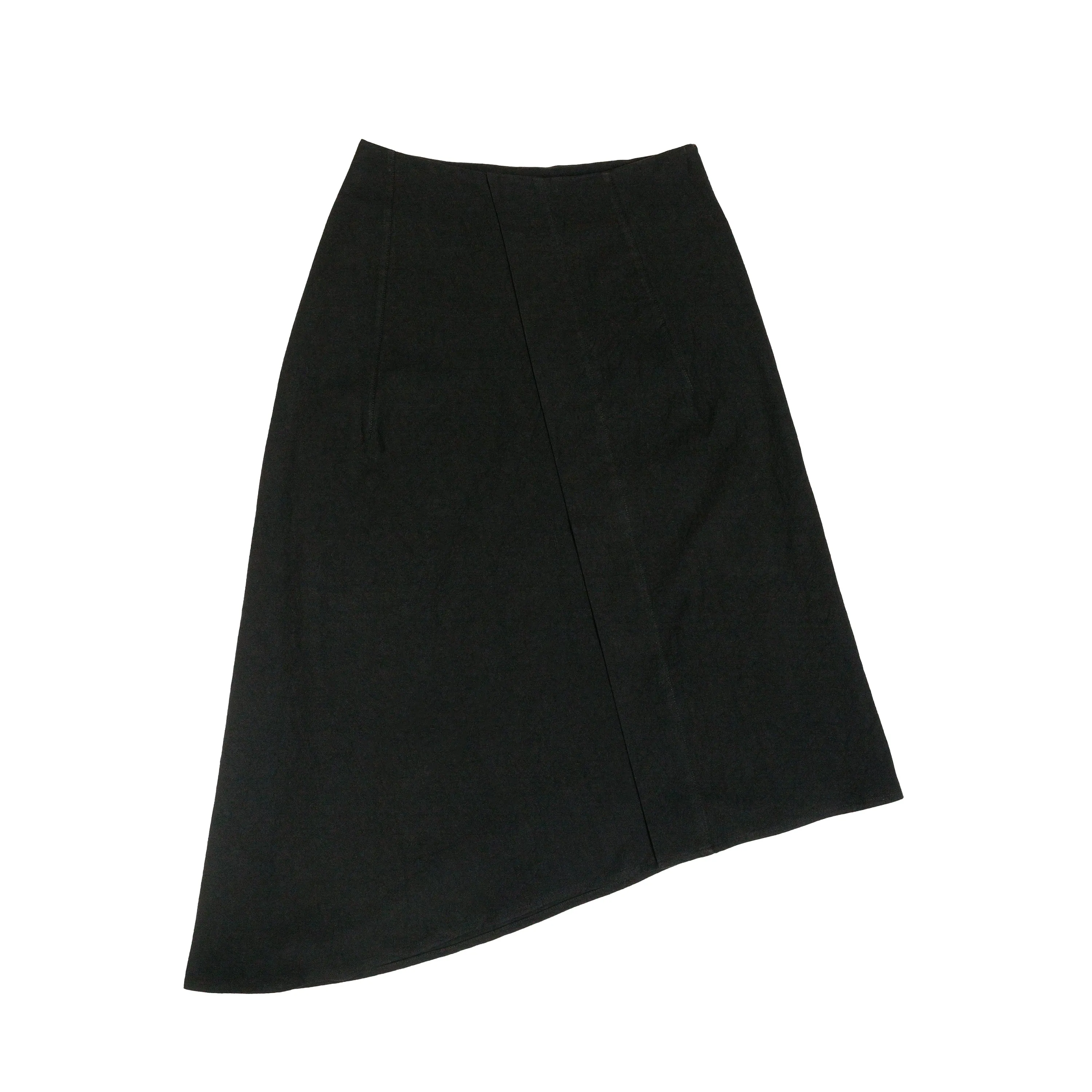 Pleated Drape Skirt Cotton Hemp Black