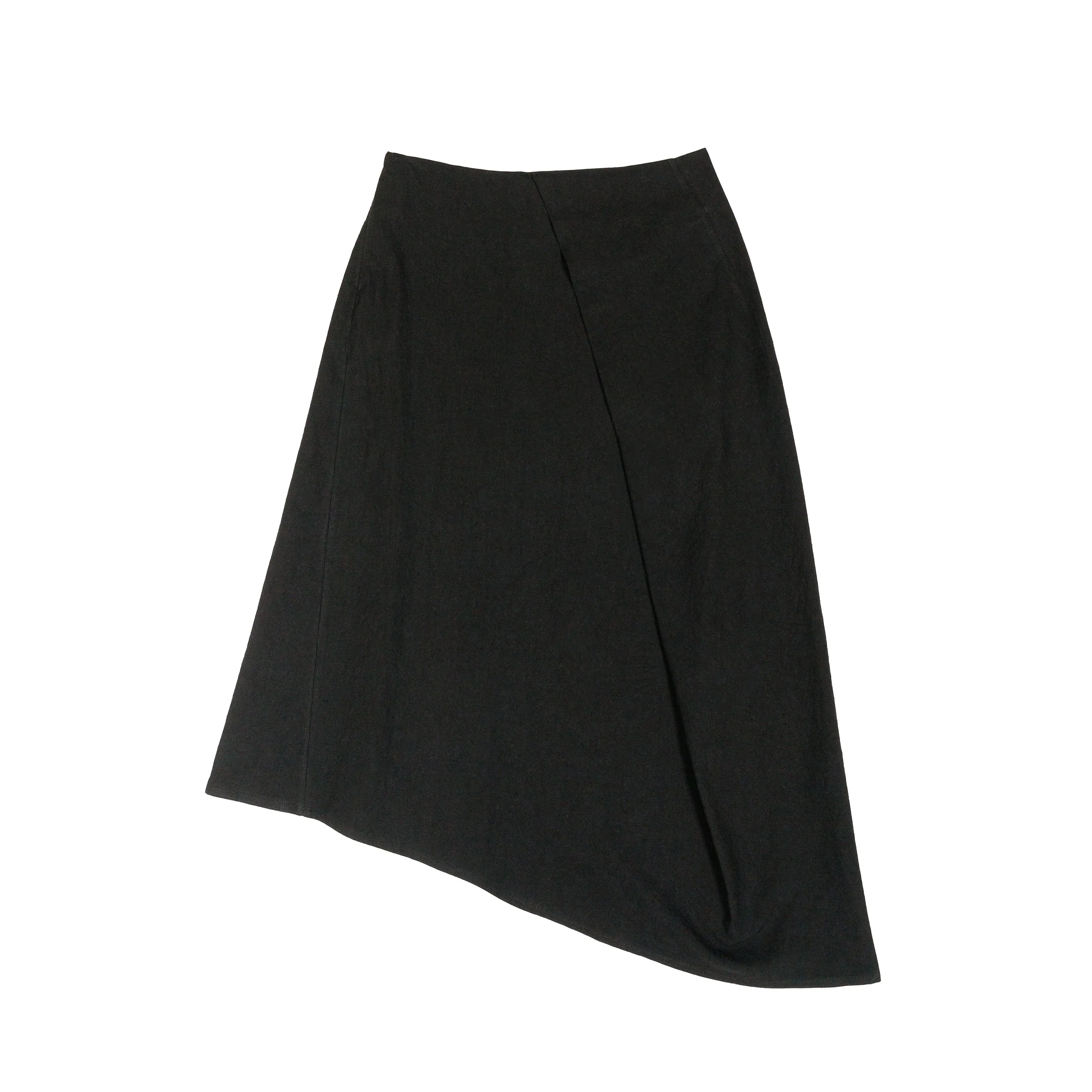 Pleated Drape Skirt Cotton Hemp Black