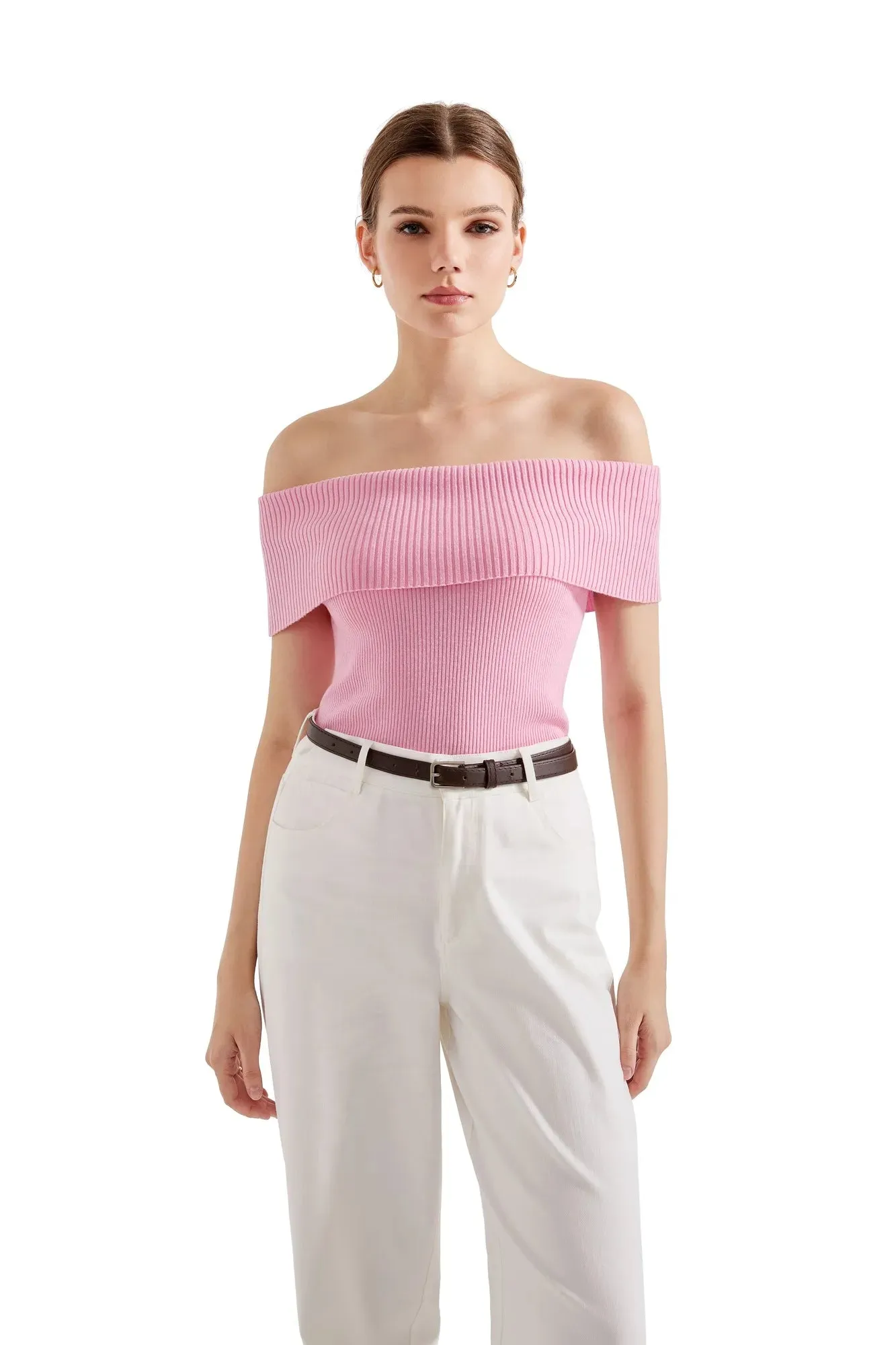 Ribbed Off Shoulder Shirt
