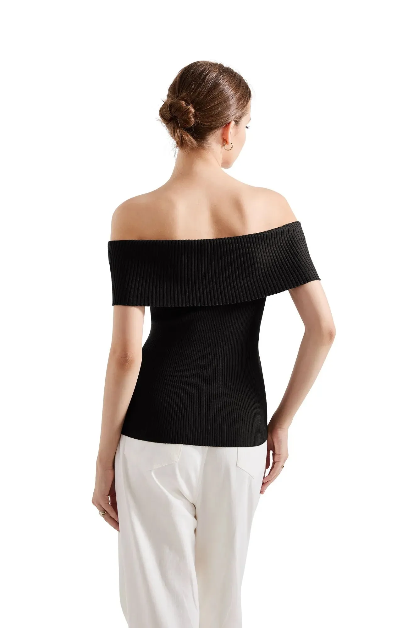 Ribbed Off Shoulder Shirt