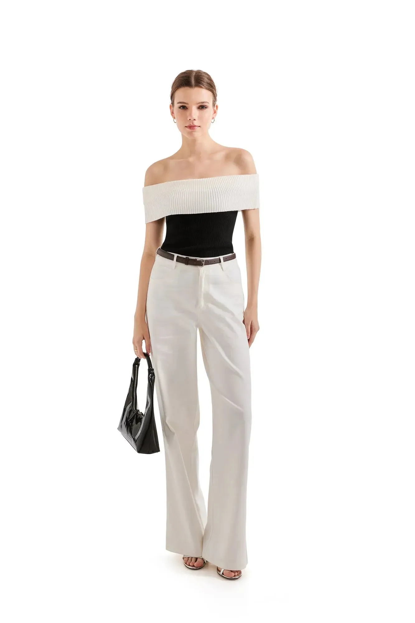 Ribbed Off Shoulder Shirt