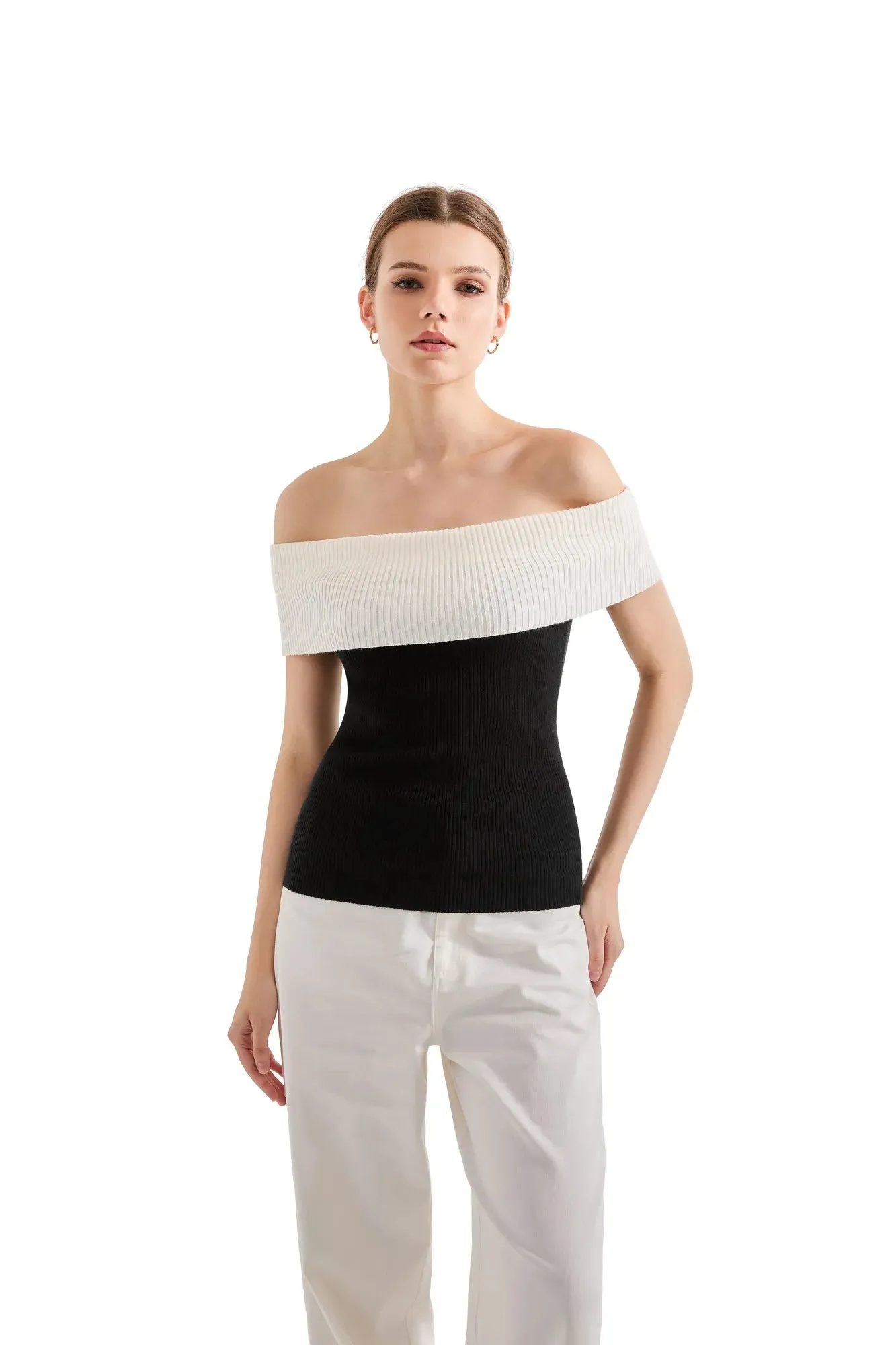 Ribbed Off Shoulder Shirt