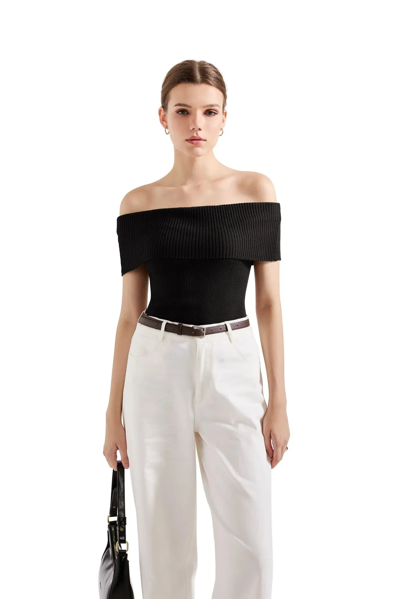 Ribbed Off Shoulder Shirt
