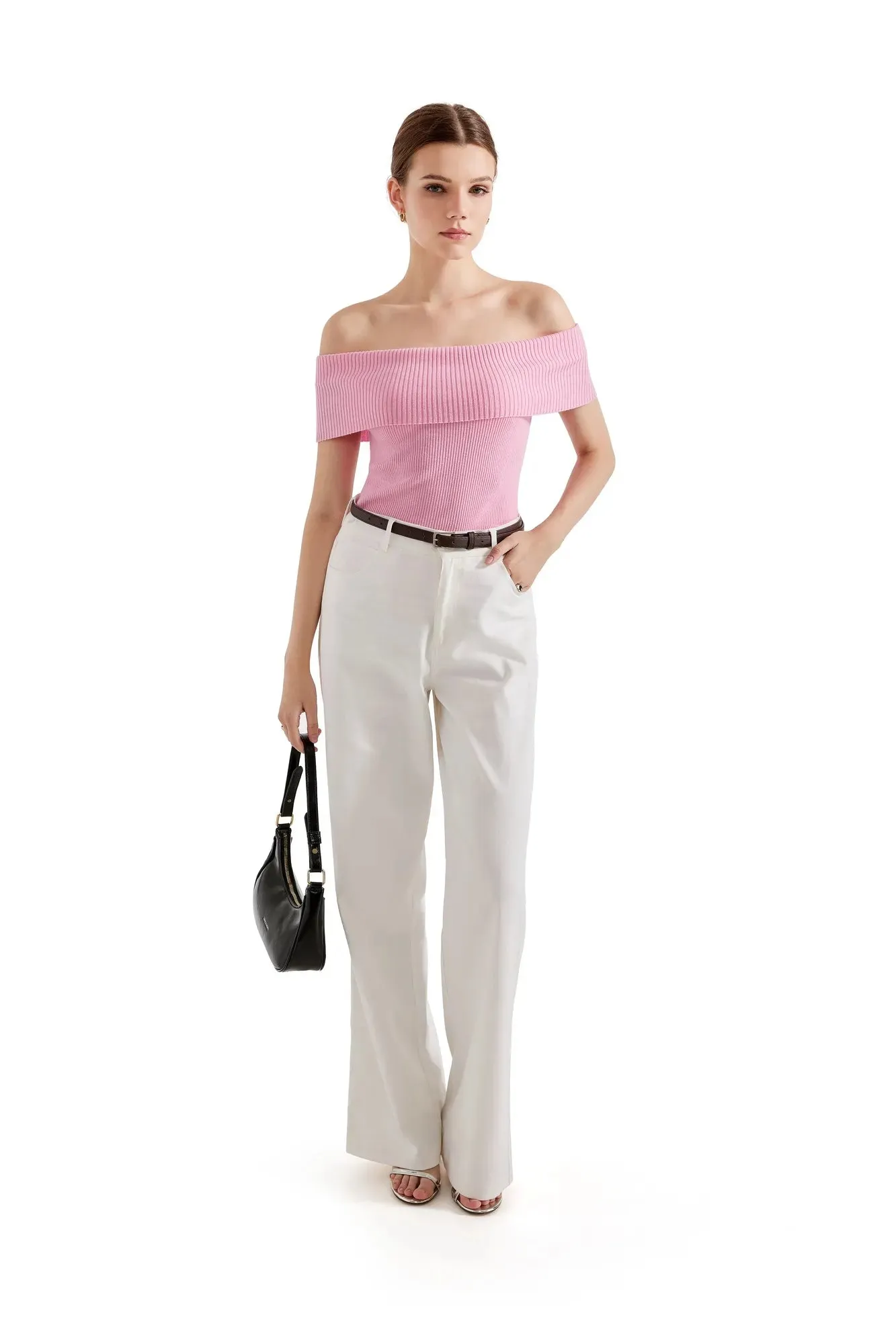 Ribbed Off Shoulder Shirt