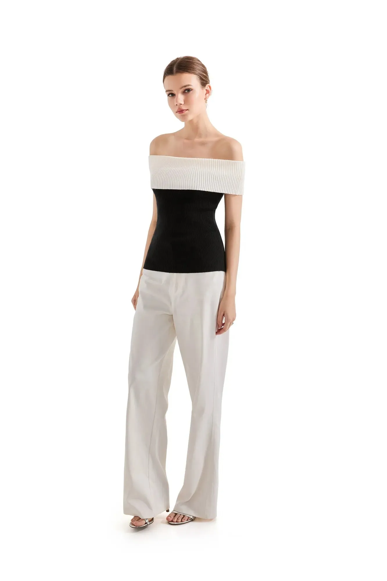 Ribbed Off Shoulder Shirt
