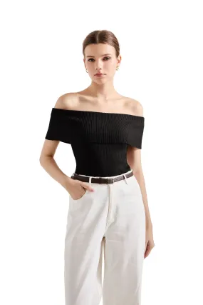 Ribbed Off Shoulder Shirt