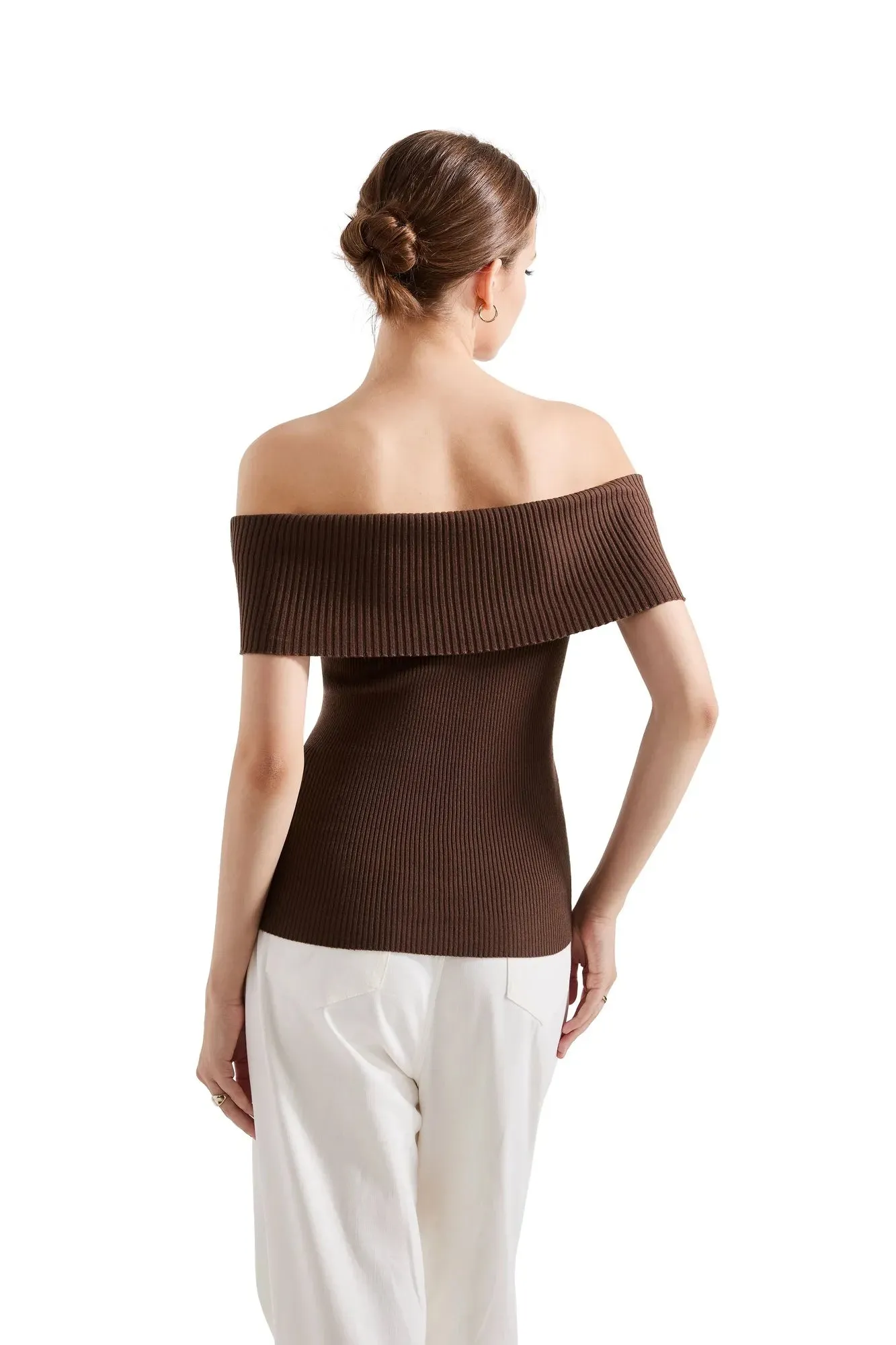 Ribbed Off Shoulder Shirt
