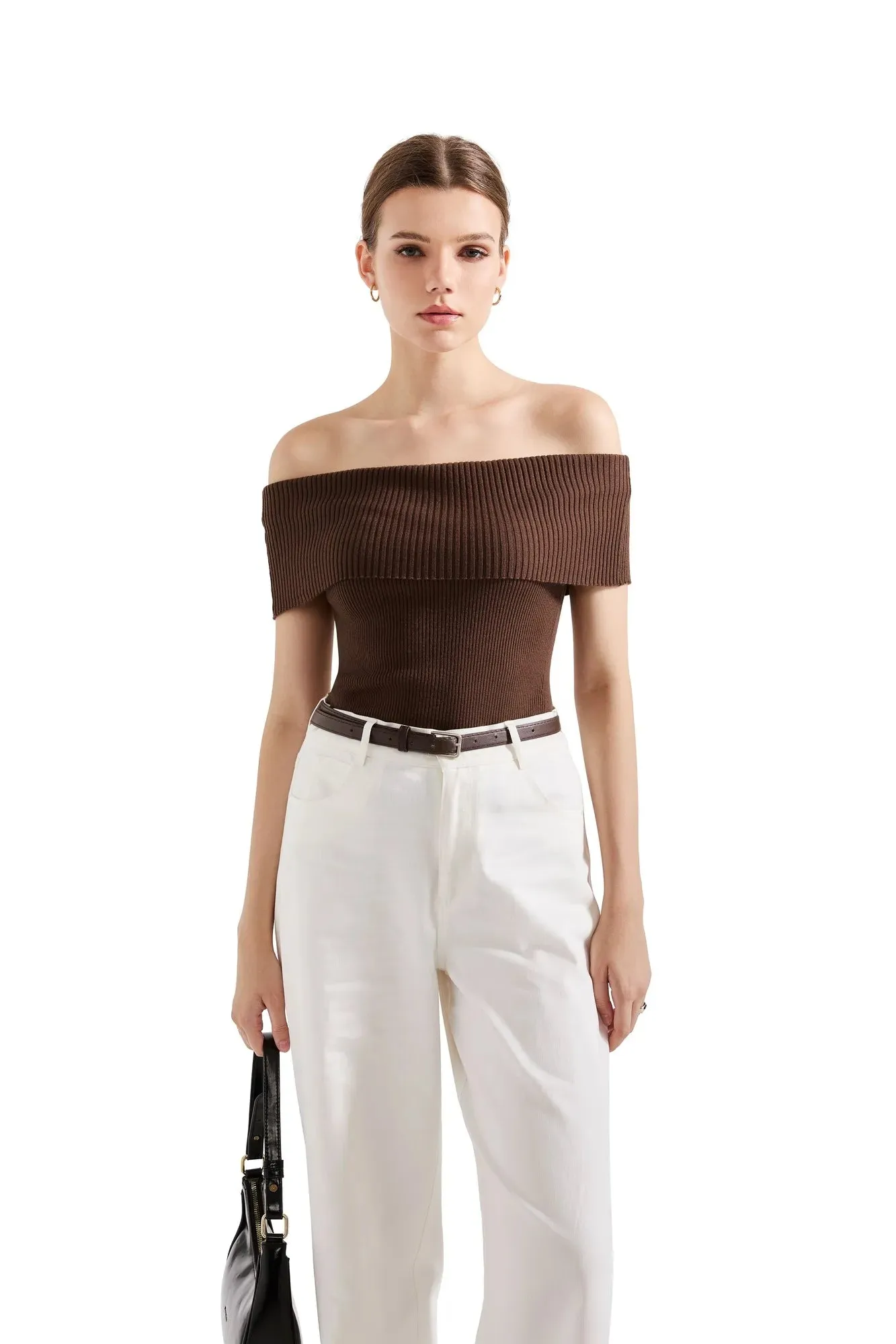 Ribbed Off Shoulder Shirt