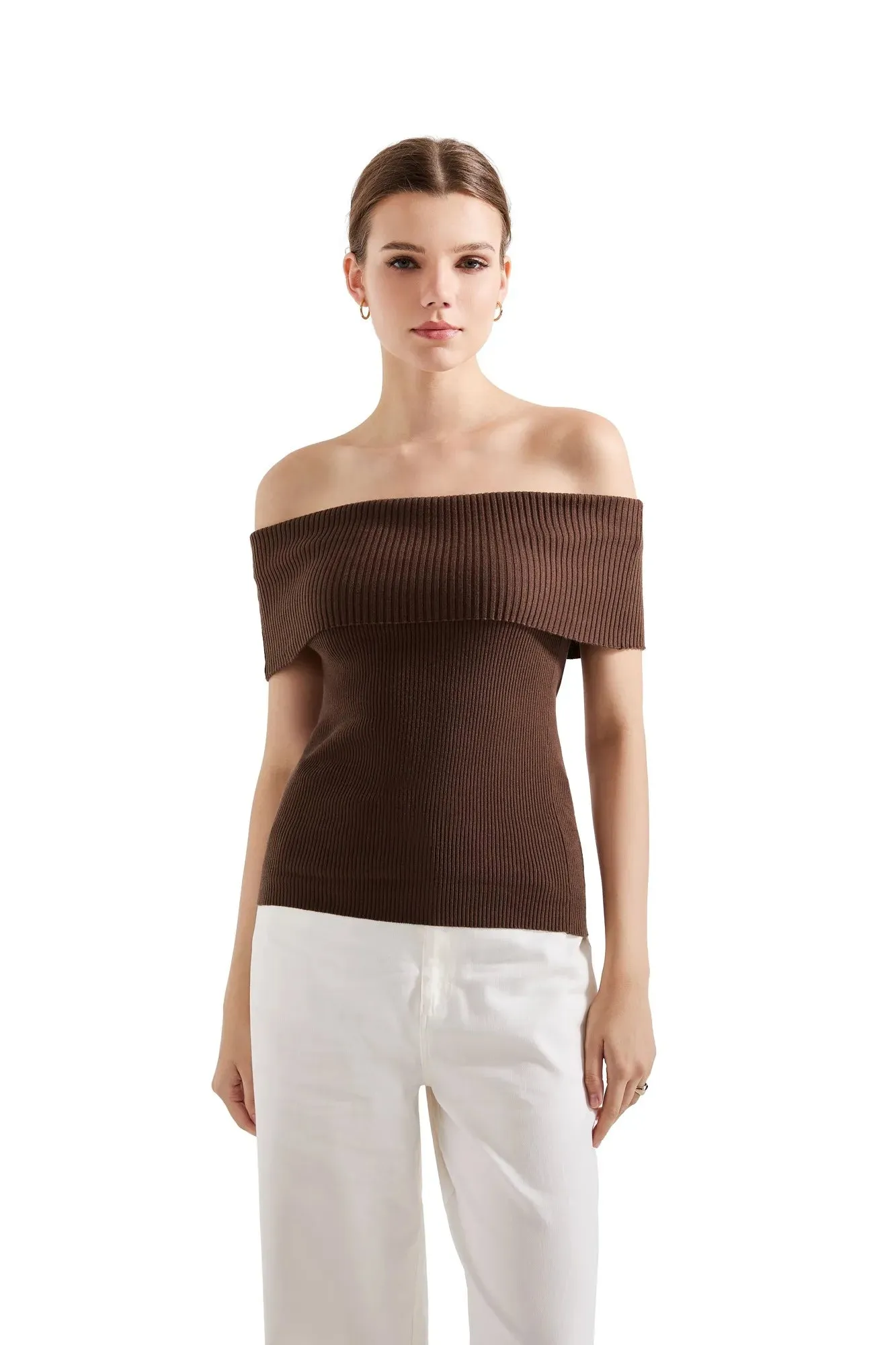 Ribbed Off Shoulder Shirt