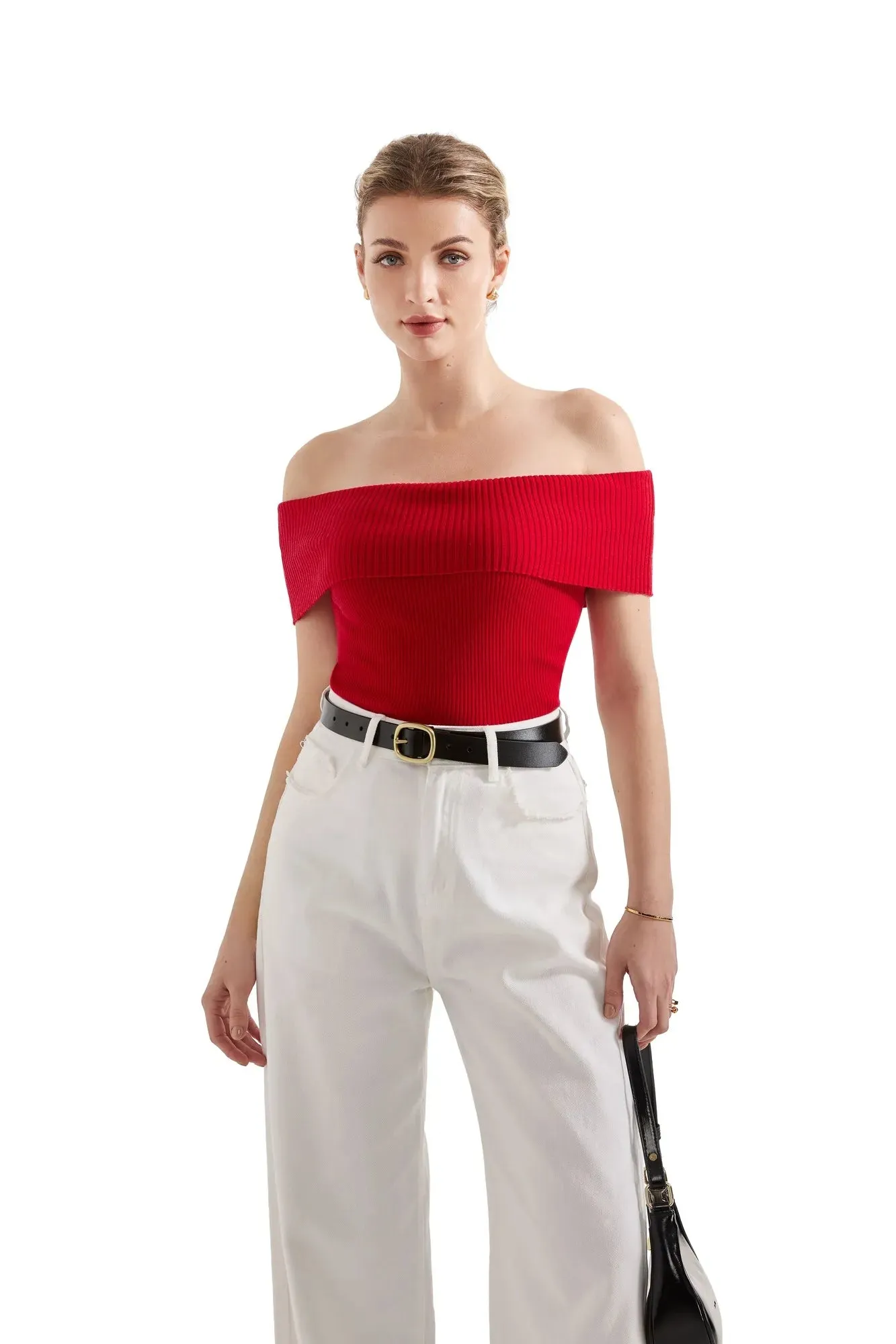 Ribbed Off Shoulder Shirt
