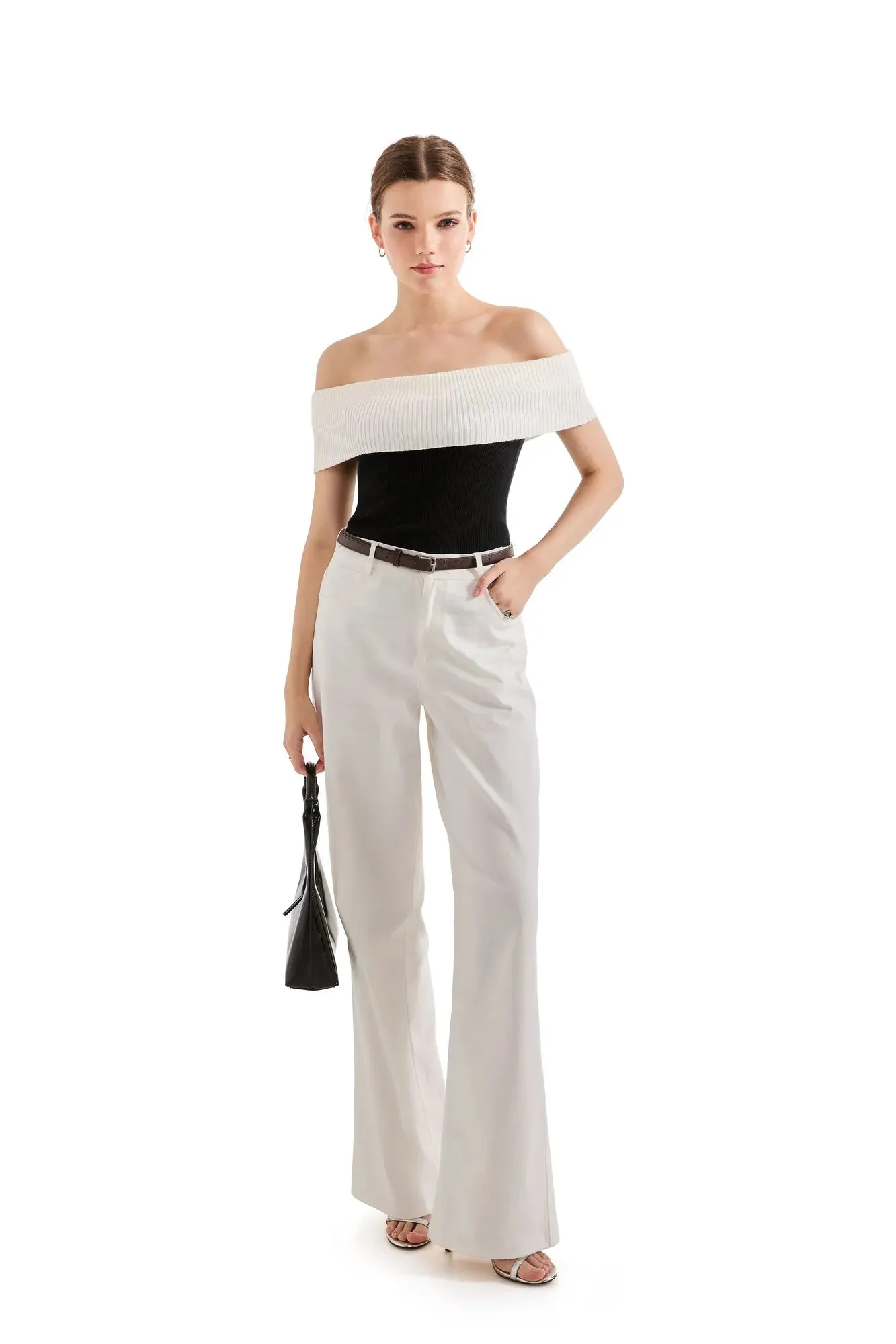 Ribbed Off Shoulder Shirt
