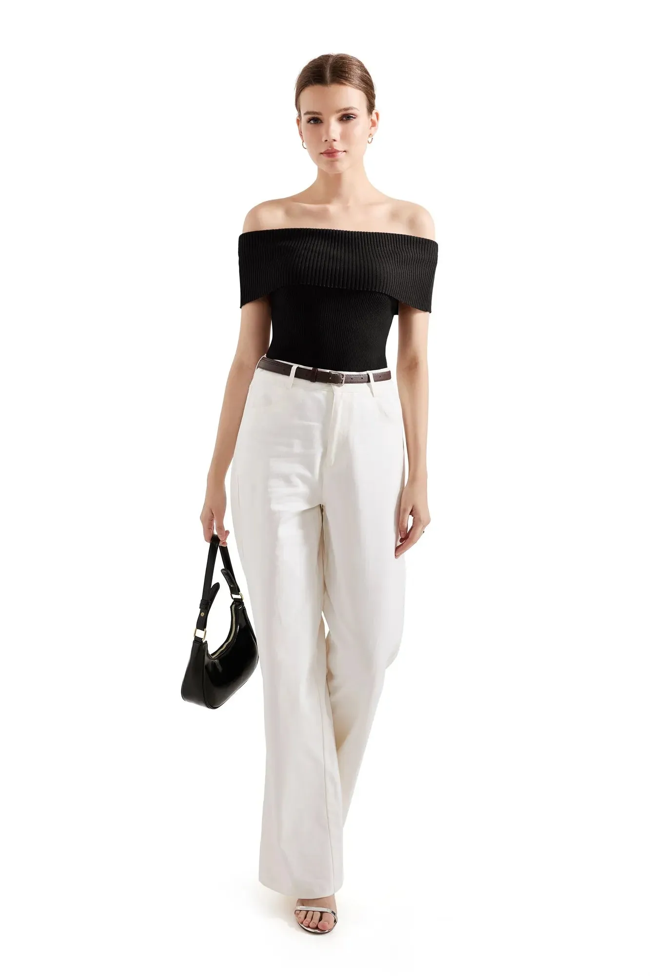Ribbed Off Shoulder Shirt