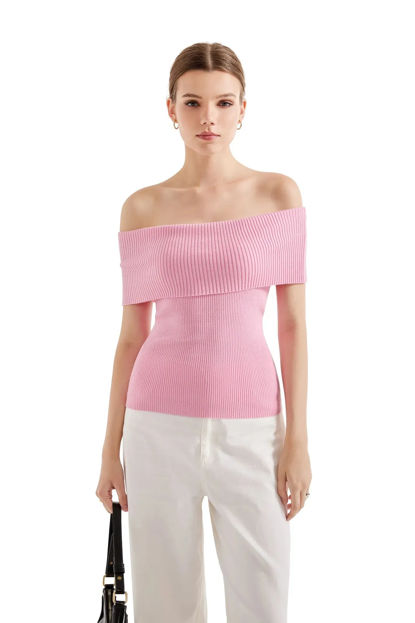 Ribbed Off Shoulder Shirt