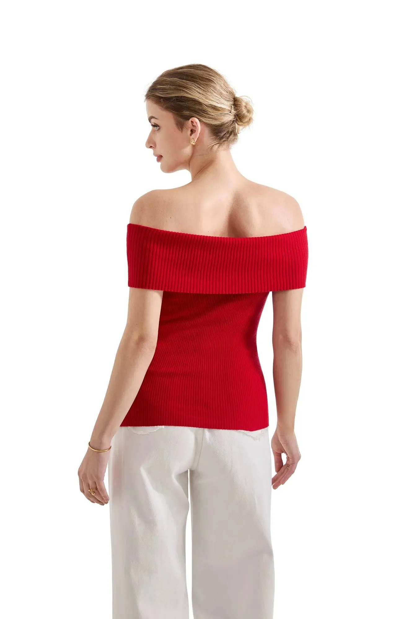 Ribbed Off Shoulder Shirt
