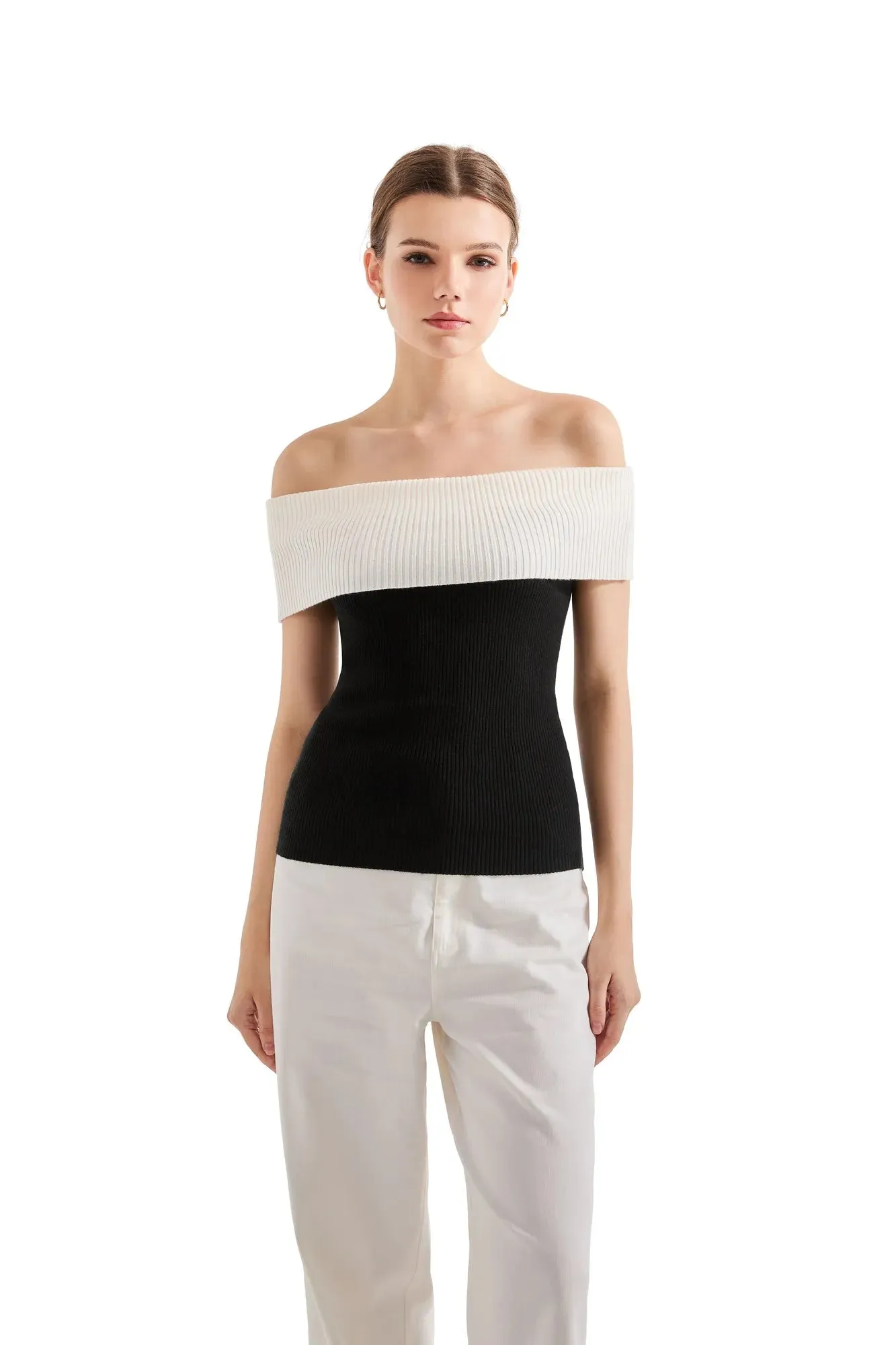 Ribbed Off Shoulder Shirt