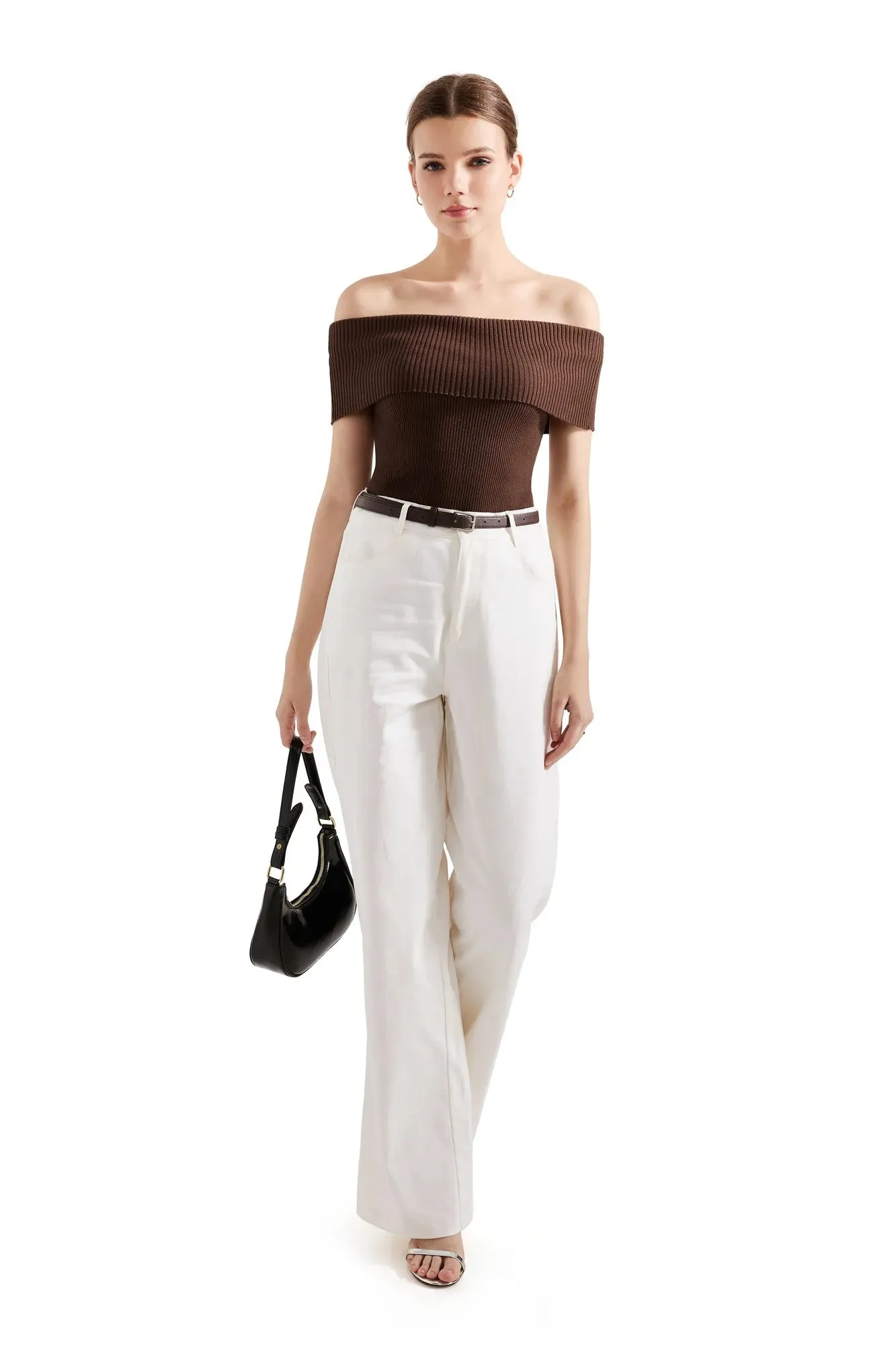 Ribbed Off Shoulder Shirt