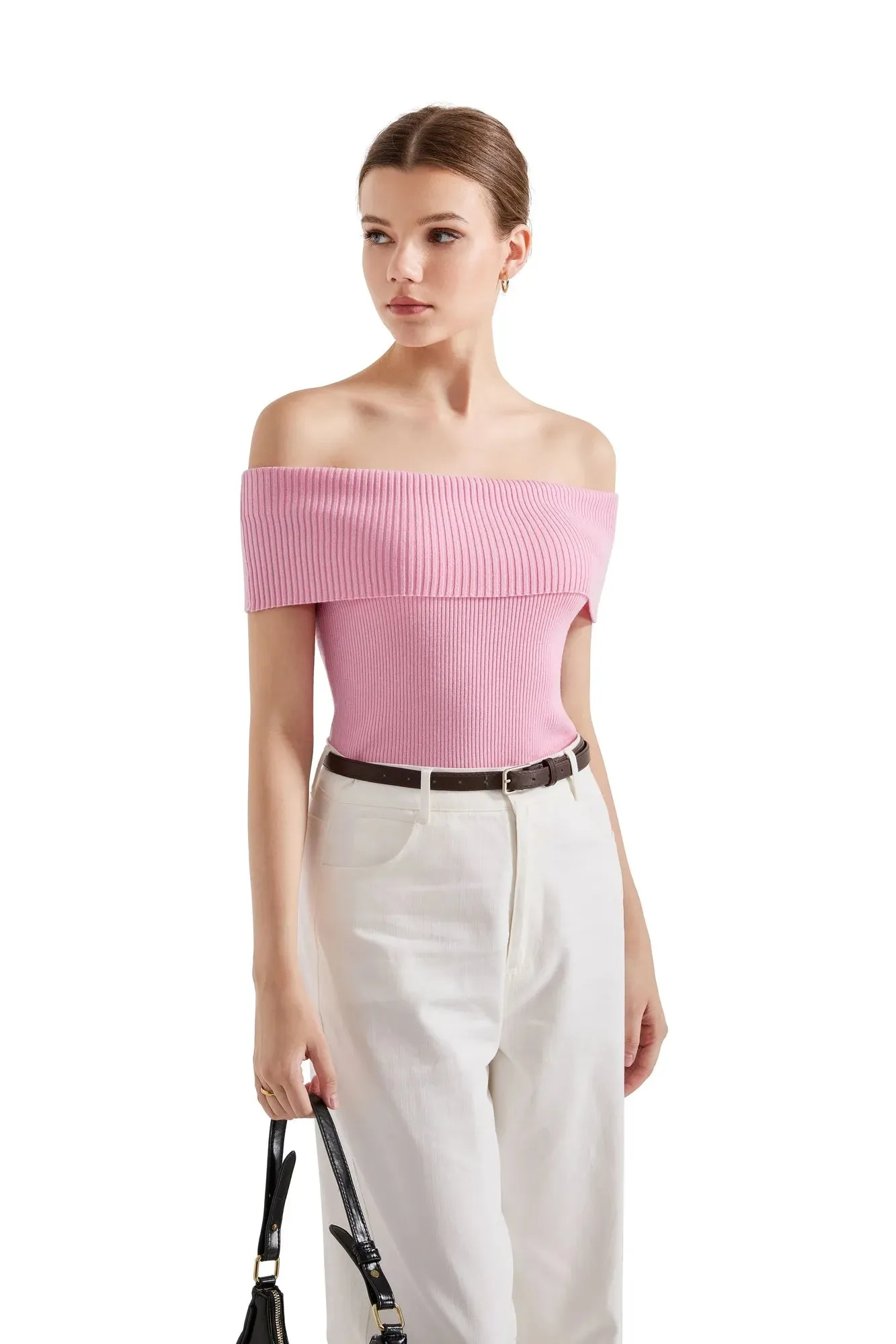 Ribbed Off Shoulder Shirt
