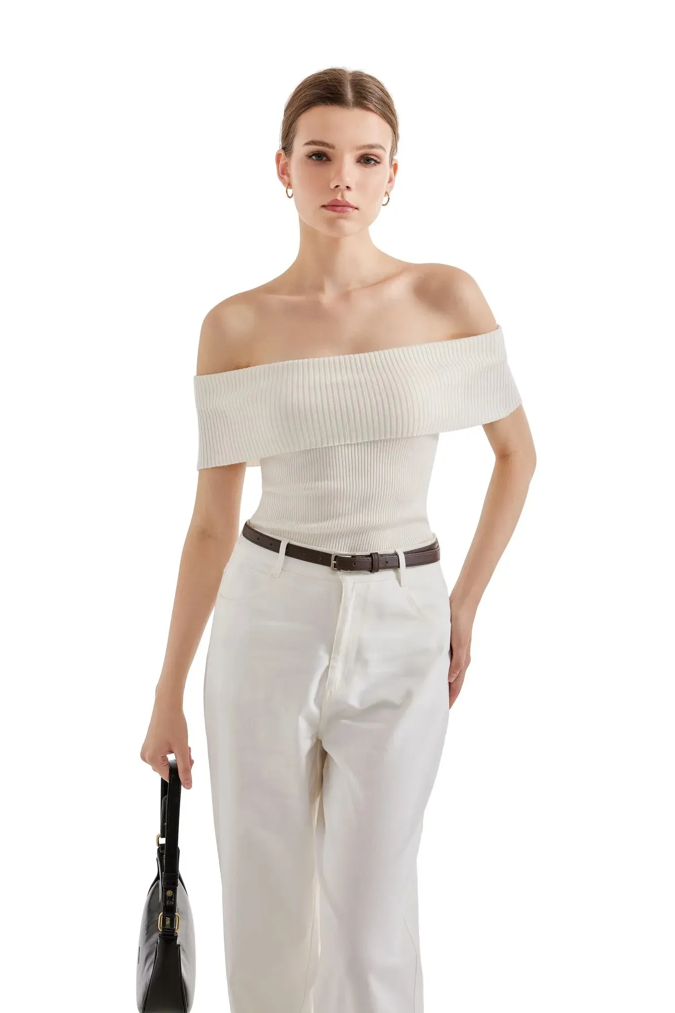 Ribbed Off Shoulder Shirt