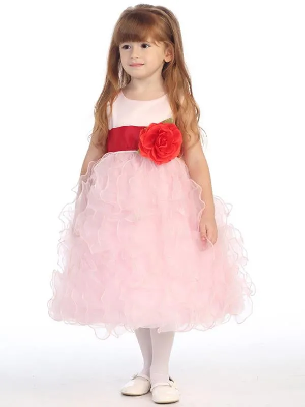 Satin Bodice with Ruffled Organza Skirt  BL223