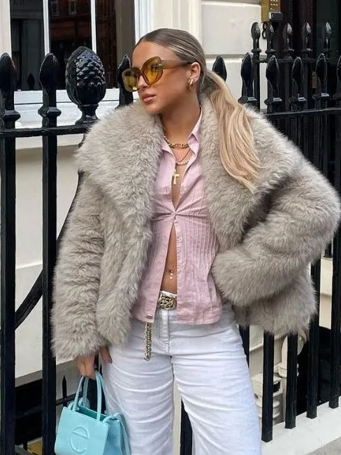Thick Plush Lapel Jacket