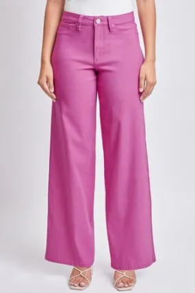 YMI Junior Hyperstretch High Rise Wide Leg Pants Berry